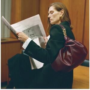 DeMellier Midi Miami Burgundy Leather Chain Shoulder Bag